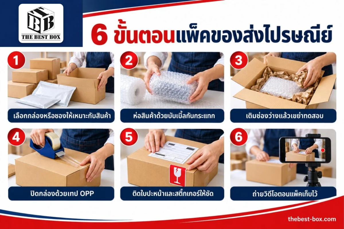 6 ขั้นตอนแพ็คของส่งไปรษณีย์ ตั้งแต่เลือกกล่องจนถึงถ่ายวิดีโอตอนแพ็ค