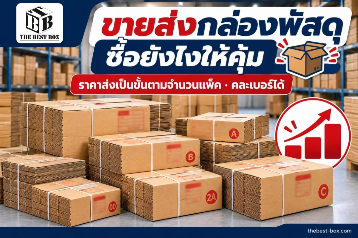 ขายส่งกล่องพัสดุ ราคาส่งเป็นขั้นตามจำนวนแพ็ค คละเบอร์ได้ ร้าน The Best Box
